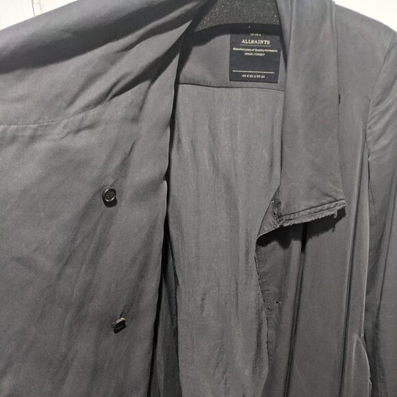 AllSaints | Hoxton Monument Coat in Charcoal Grey Raw Hem - Picture 11 of 16